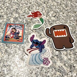 4 Stickers Lot Disney Lilo & Stitch Ariel The Little Mermaid Domo Bundle New